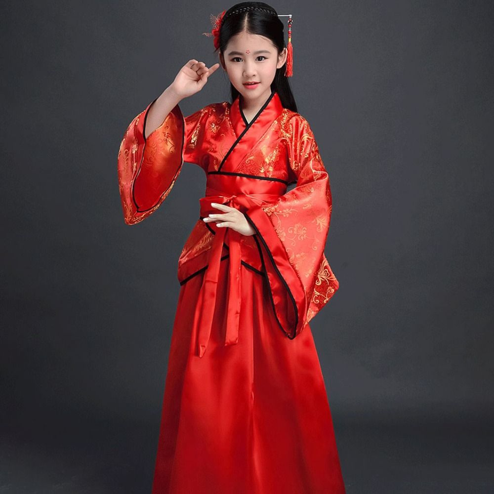 Robe Silk Women - Mode Etnische kinderen Oude Kostuums Gedrukt