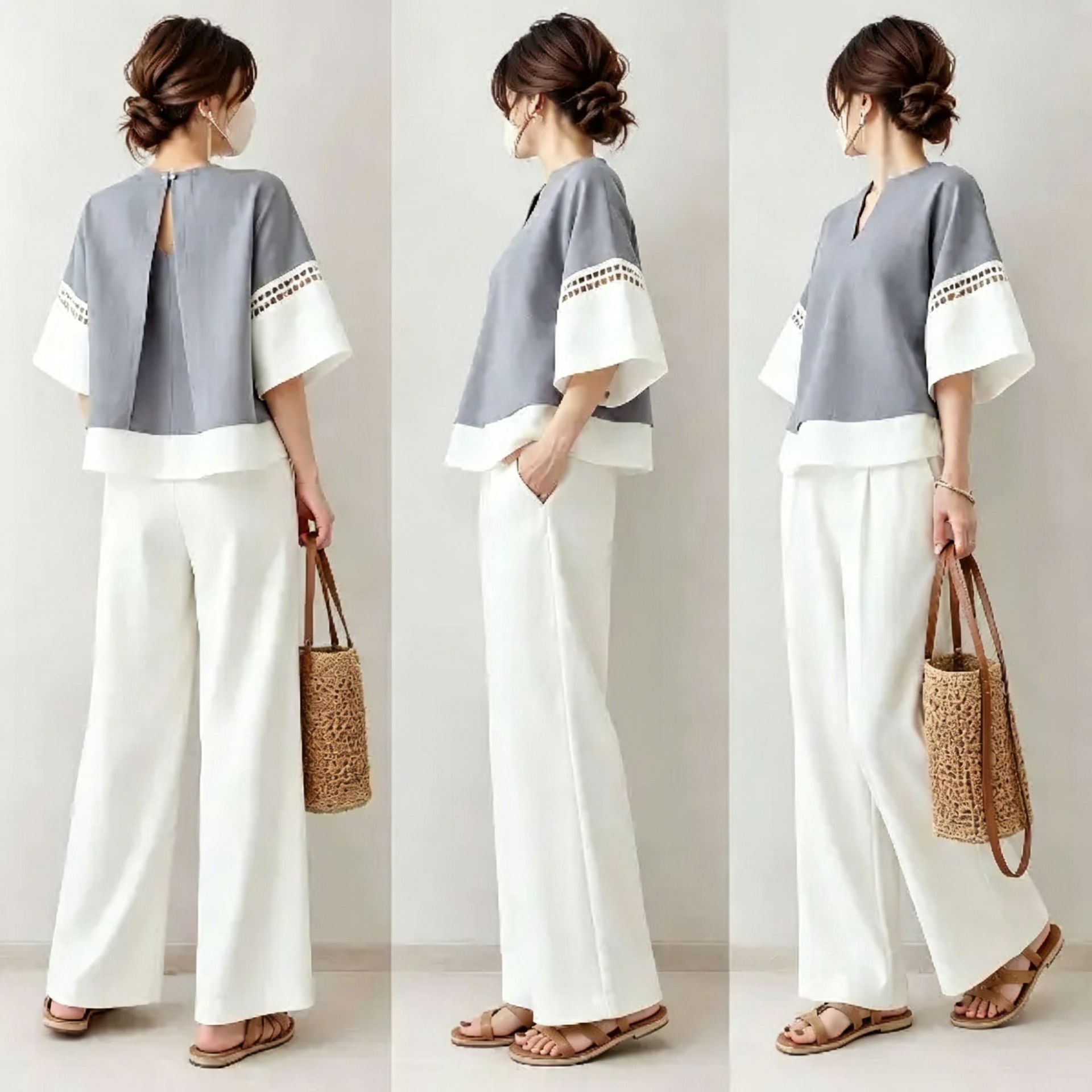 Robe Silk Women - 2026 Nieuwe tweedelige set: V-hals kleurblok