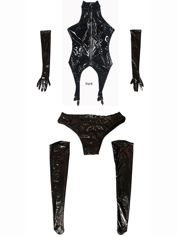 4 Stks/set Wet Look Pvc Catsui - Garter Belt Set recensie en prijs
